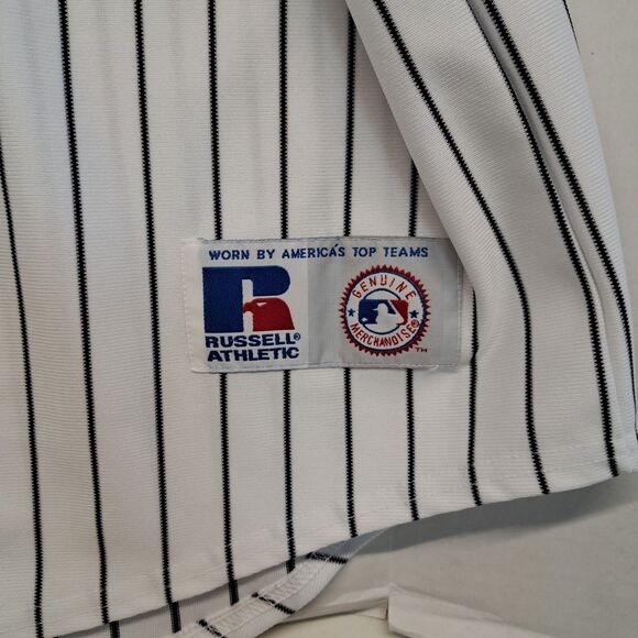 Vintage Russell Athletic New York Yankees Baseball Jersey Men’ 2XL Black Striped - Picture 3 of 7
